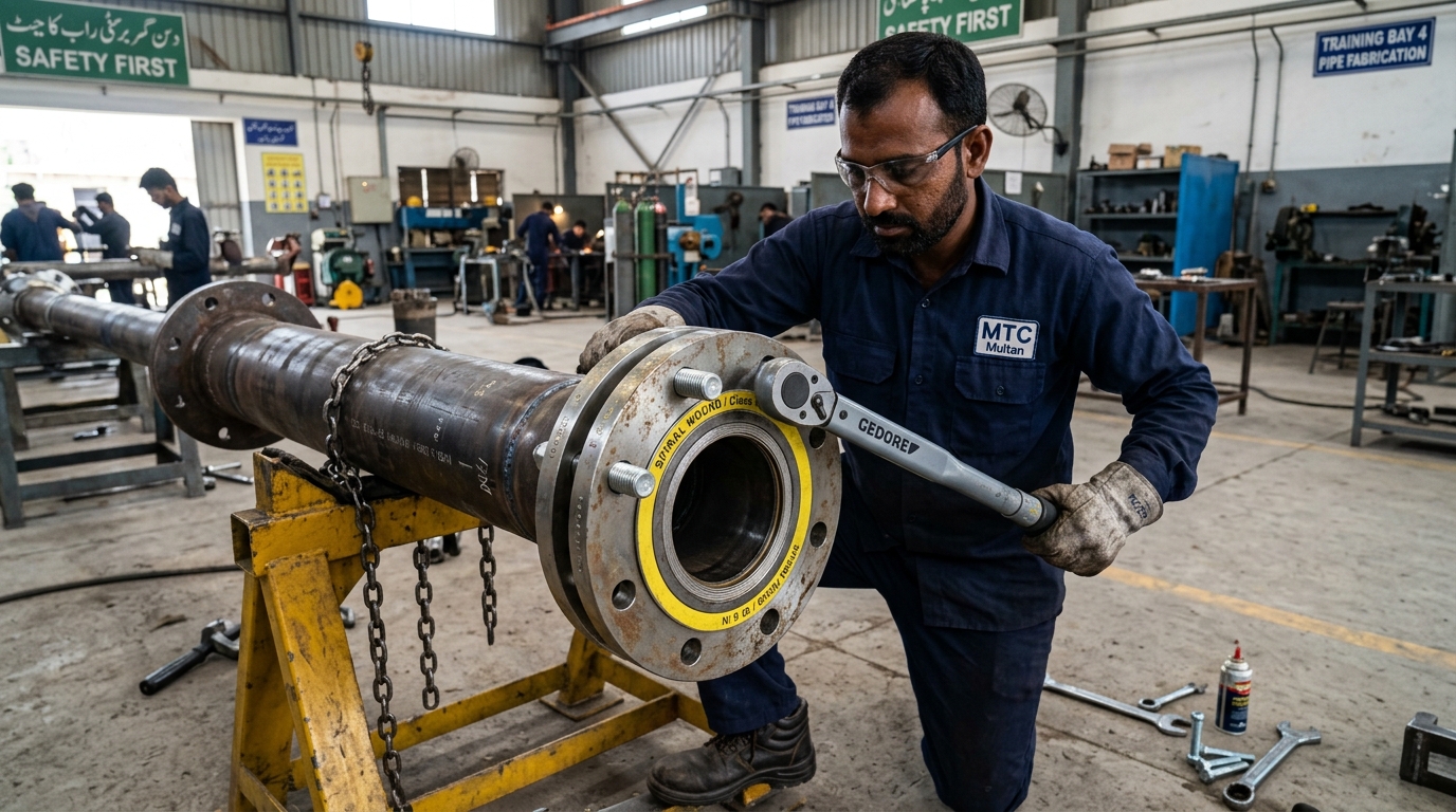 Pipe fitter flange training in Multan