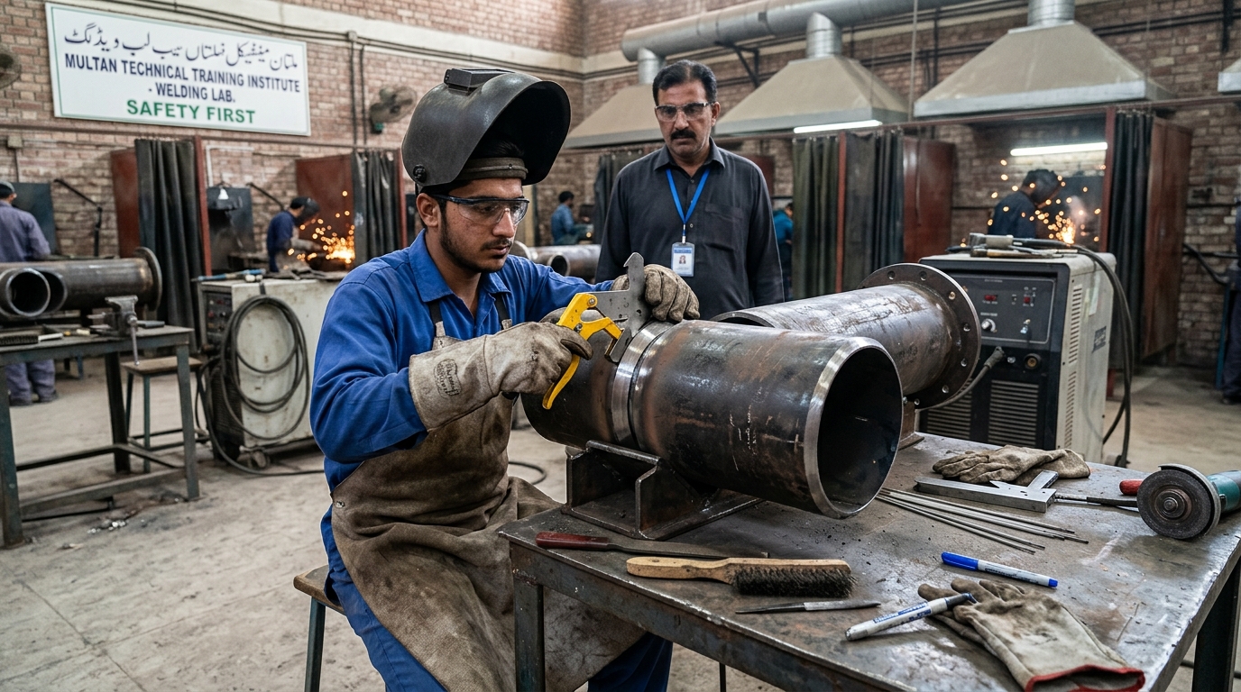 Pipe welding trade test preparation in Multan