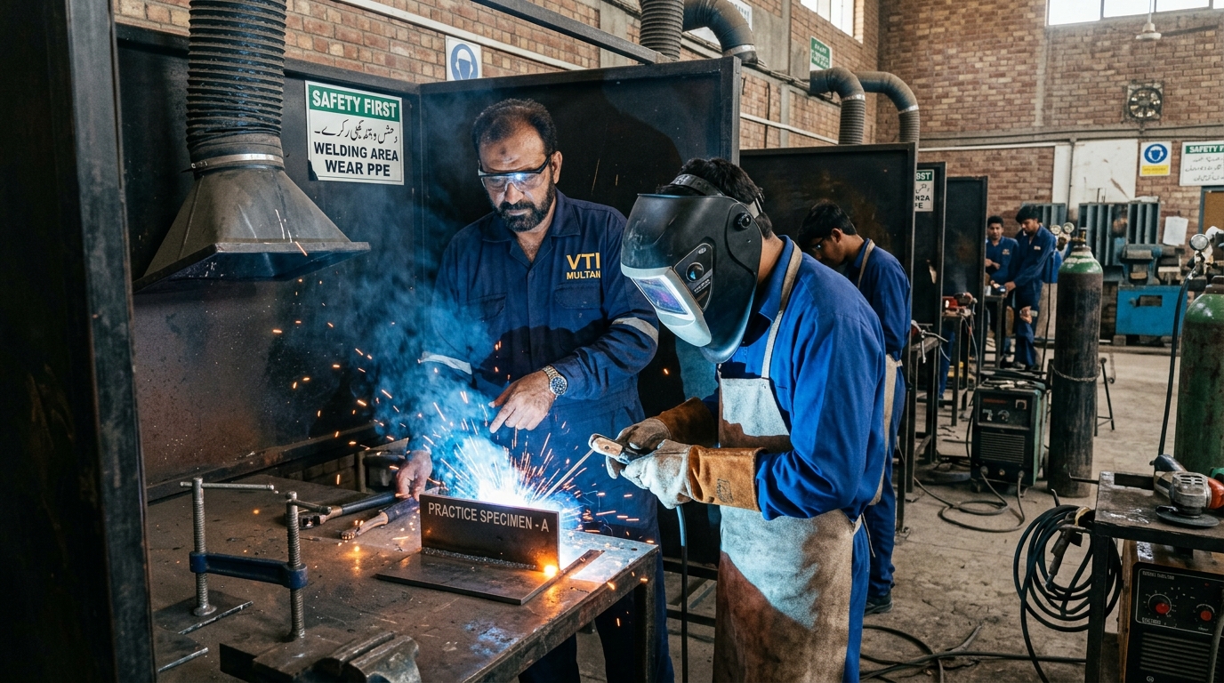 Practical welding trade test preparation with instructor in Multan