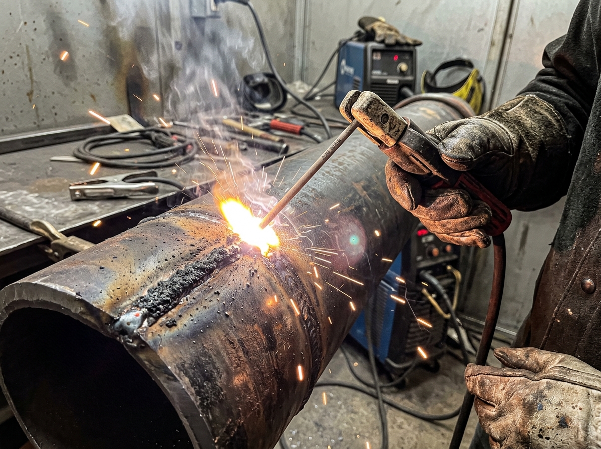 SMAW pipeline welding training at Ashtar Trade Test